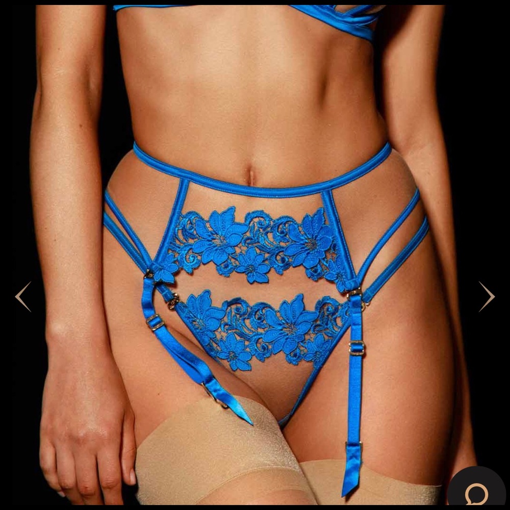 ISO Honey Birdette Amelie blue suspender S or XS
